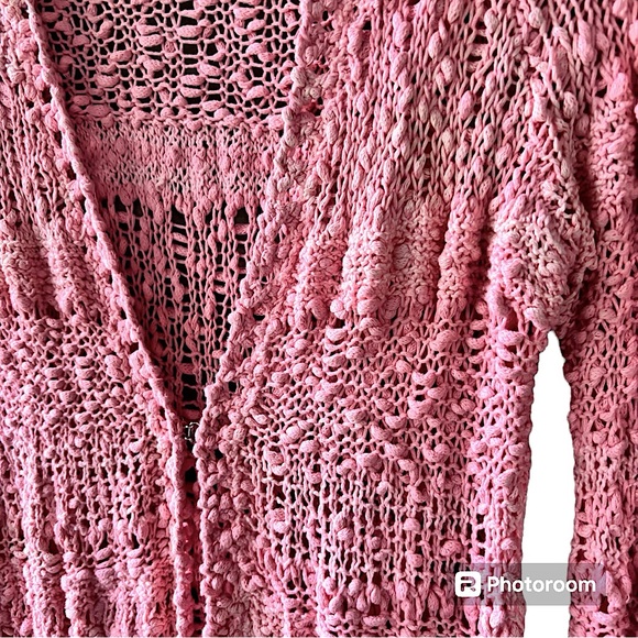 Free People Ombré Crochet Cardi in Pink. Size Small. - Picture 4 of 10